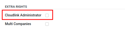 Cloudlink Administrator Checkbox