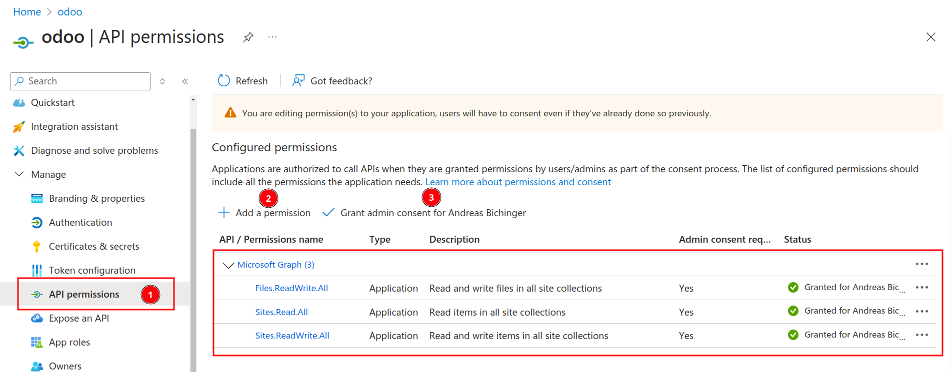 API permissions