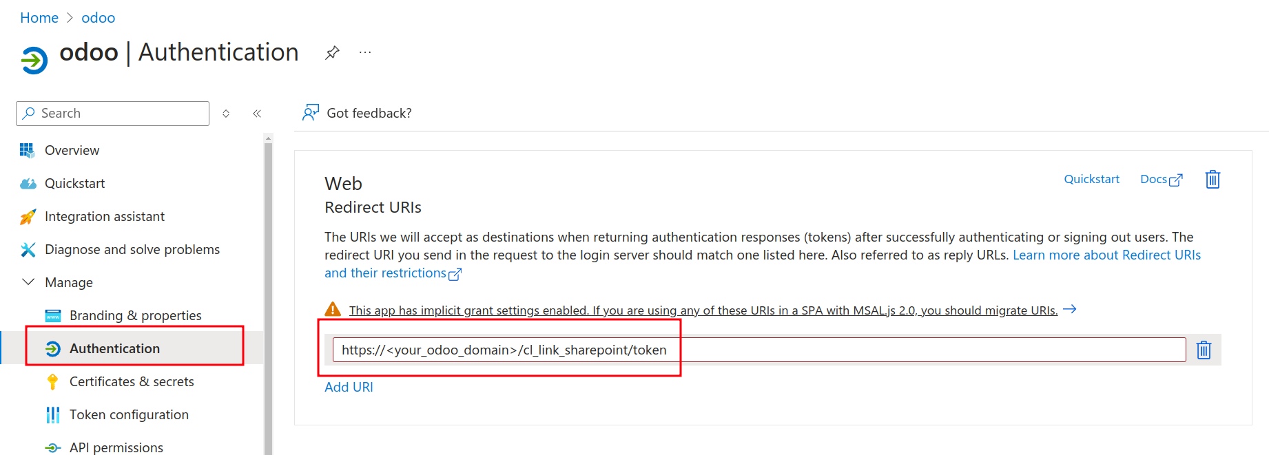 Web Redirect URI