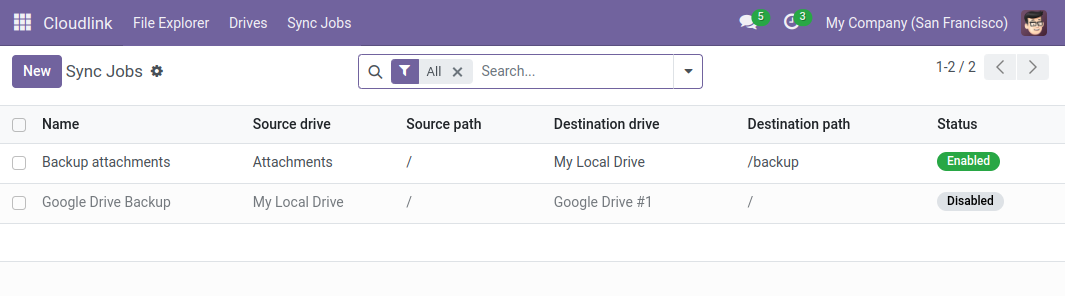 Sync Job List